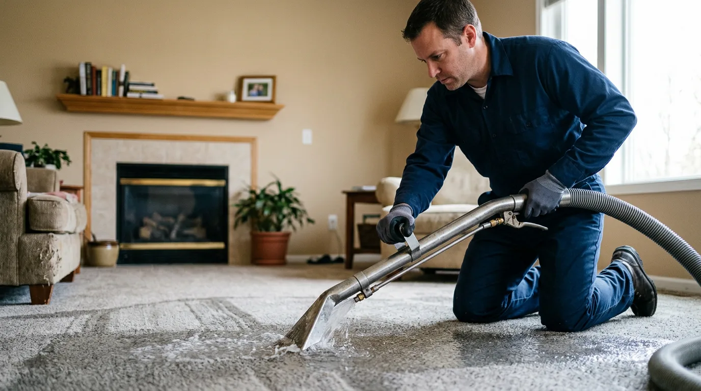 Water damage restoration technician working near Shell Lake, WI